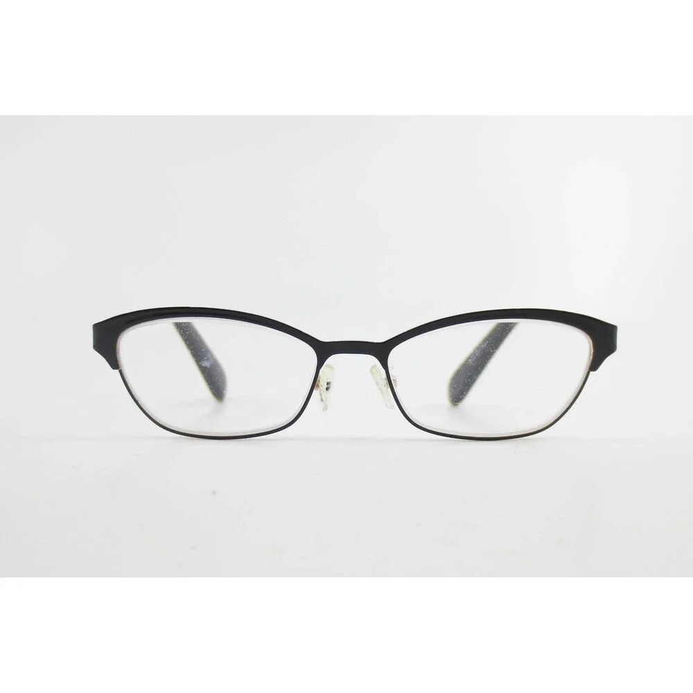 Womens Cat Eye Eyeglass Frames Black Gold Polka Dot WM 6105 BK/G 52-16-135